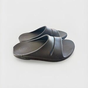 Oofos Ooahh Black Unisex Recovery Slide Sandals Men's 8 Women's 10